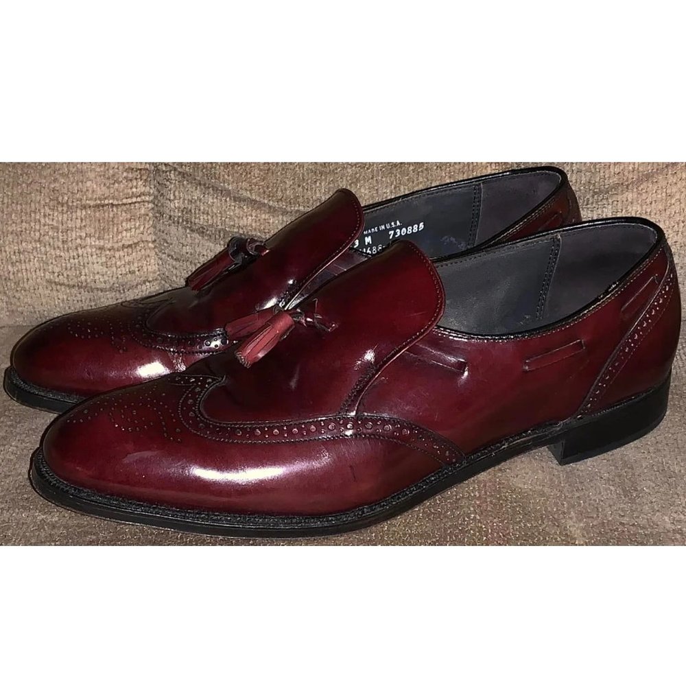 DEXTER Mens Burgundy Genuine Leather Tassel Loafers Slip On Shoes size 13 Medium